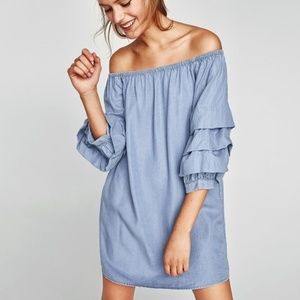jean off shoulder dress